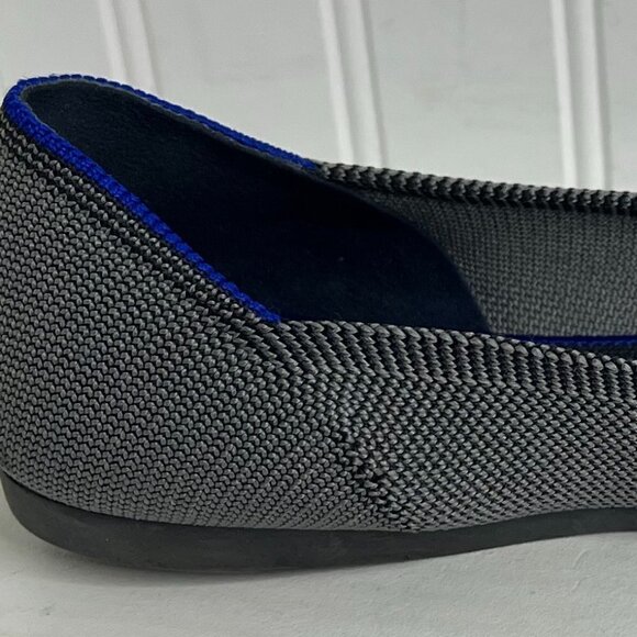 Rothy's Womens 9.5 The Point Grey with Blue Knit Fabric Ballet Flats Shoes - Picture 2 of 6